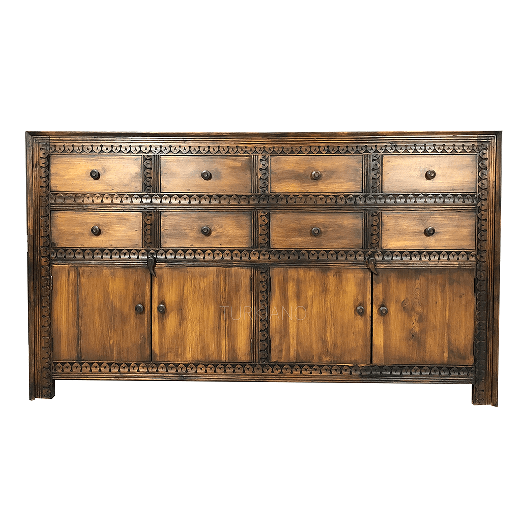 ANTİK TARZ 8 ÇEKMECELİ KONSOL KESTANE RENK M51