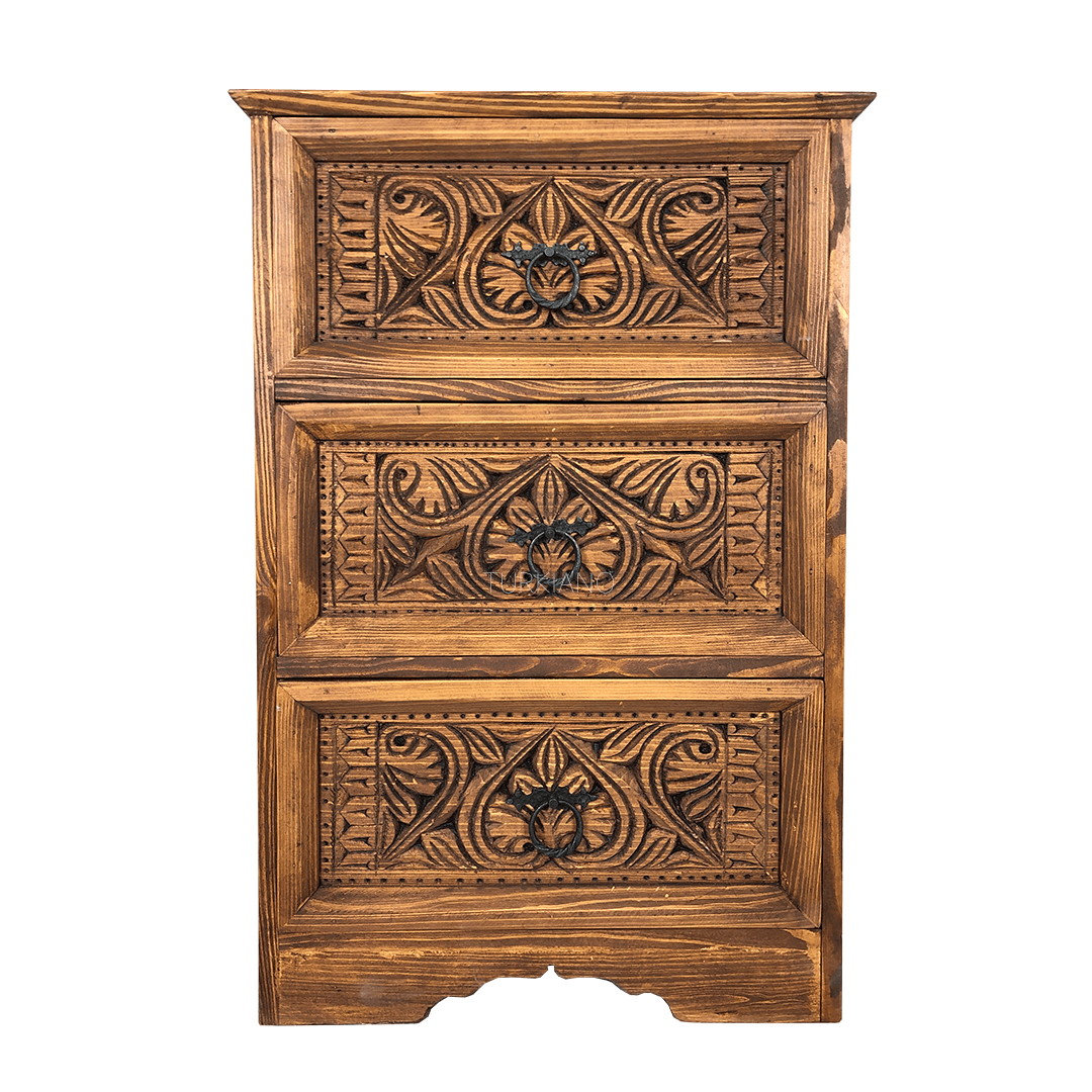 ŞAH SULTAN KOMODİN 3 ÇEKMECE KESTANE RENK M308