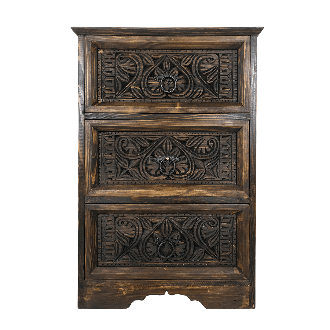 ŞAH SULTAN KOMODİN 3 ÇEKMECE KOYU CEVİZ RENK M309