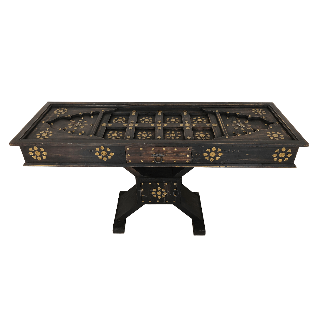 PİRİNÇ SÜSLEMELİ ESKİTME DRESUAR KOYU CEVİZ RENK M361