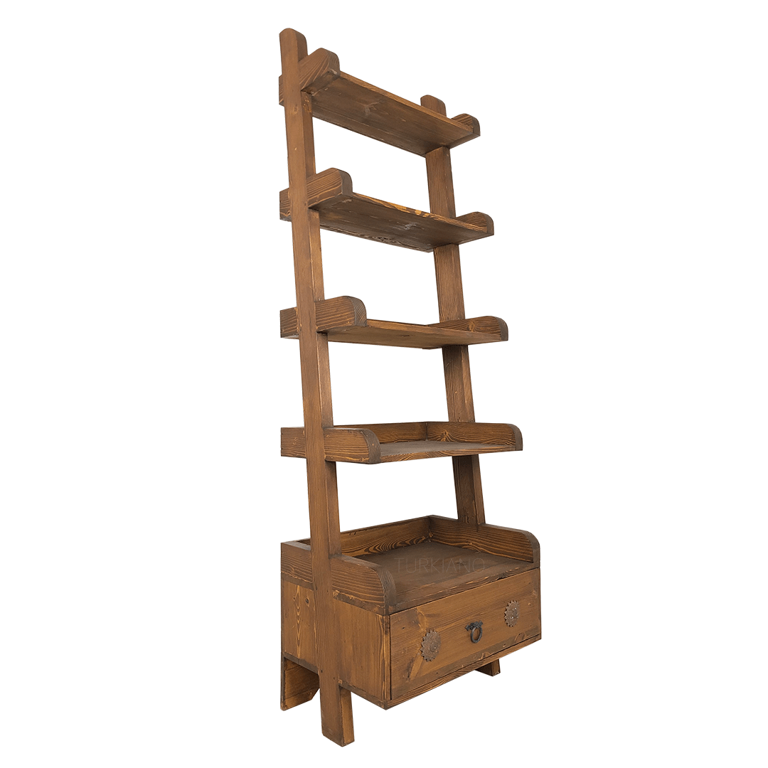 KOHİSTANİ METAL SÜSLEMELİ KİTAPLIK KESTANE RENK M389