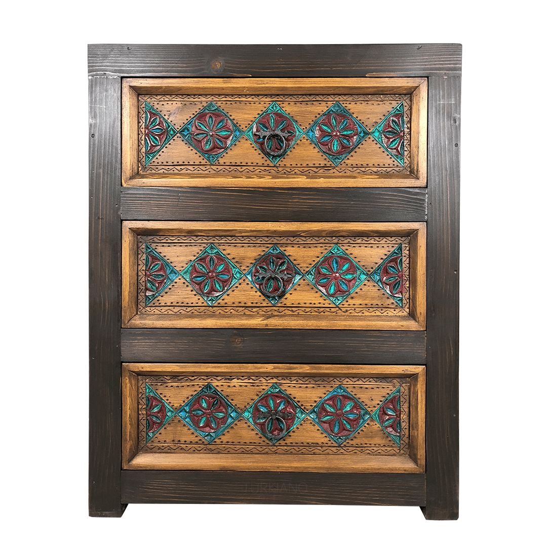 ÇİÇEK MOTİFLİ ŞİFONYER 3 ÇEKMECELİ M414