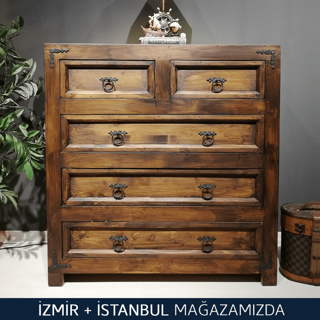 HENNA ŞİFONYER ANTİK TARZ ESKİTME KOYU KAHVE RENK M397