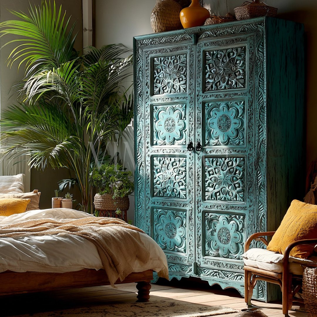 ŞAHMERAN GARDROP TURKUAZ ESKİTME M435