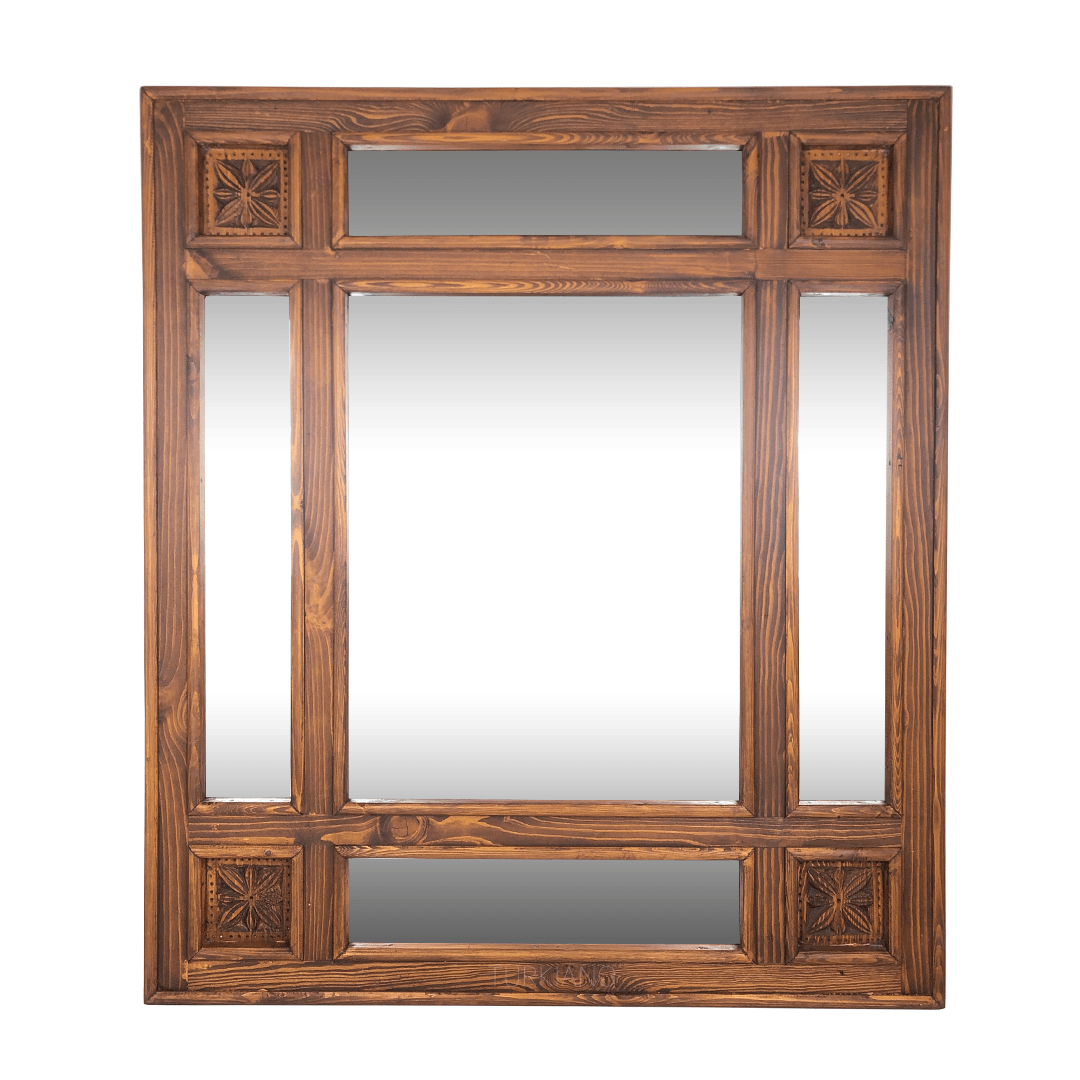 BÜYÜK BOY EL OYMA AYNA KESTANE RENK M469