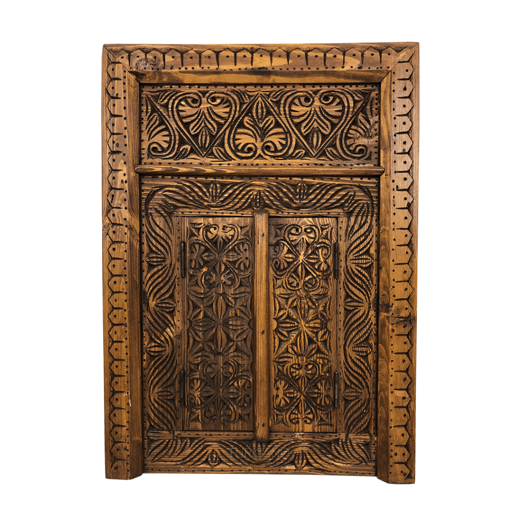 KÜÇÜK BOY EL OYMA AYNA KESTANE RENK M470