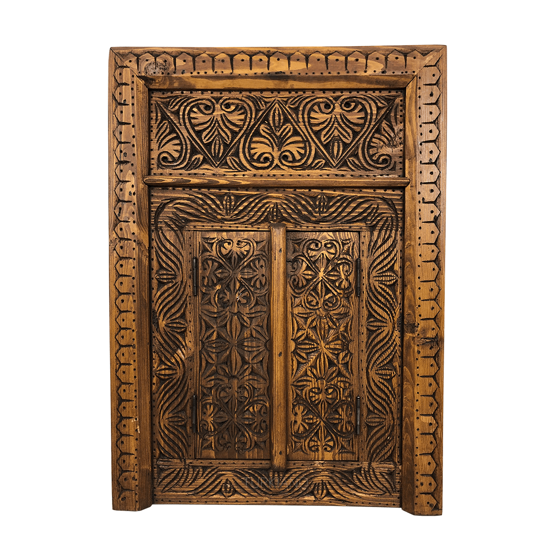 KÜÇÜK BOY EL OYMA AYNA KESTANE RENK M470