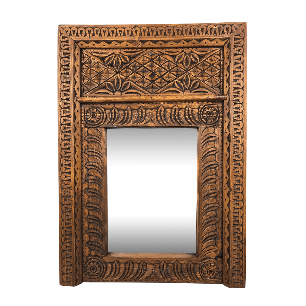 KÜÇÜK BOY EL OYMA AYNA KESTANE RENK M473