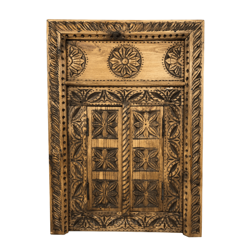 KÜÇÜK BOY EL OYMA AYNA KESTANE RENK M476