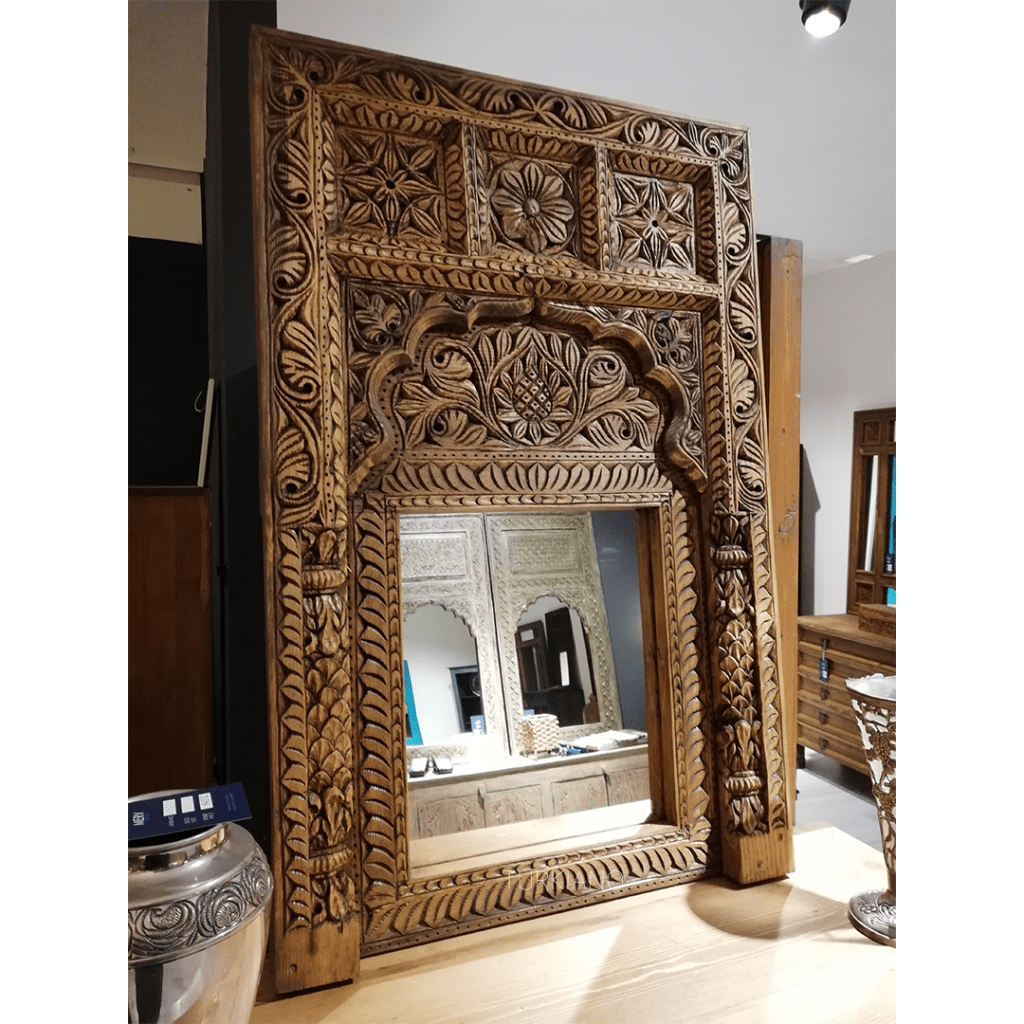 KÜÇÜK BOY EL OYMA AYNA KESTANE RENK M506