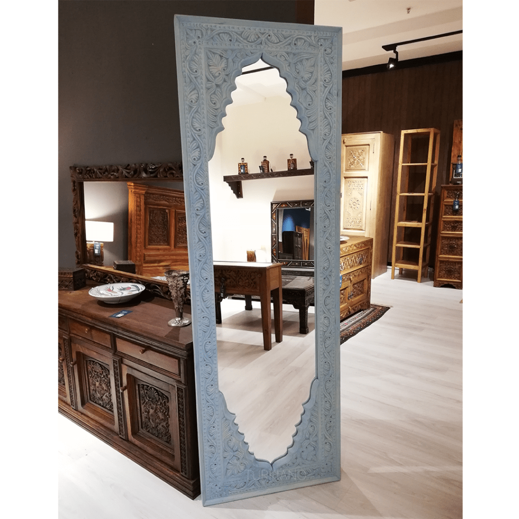 MİHRABİ YÜKSEK BOY EL OYMA BOY AYNASI AQUA RENK M517