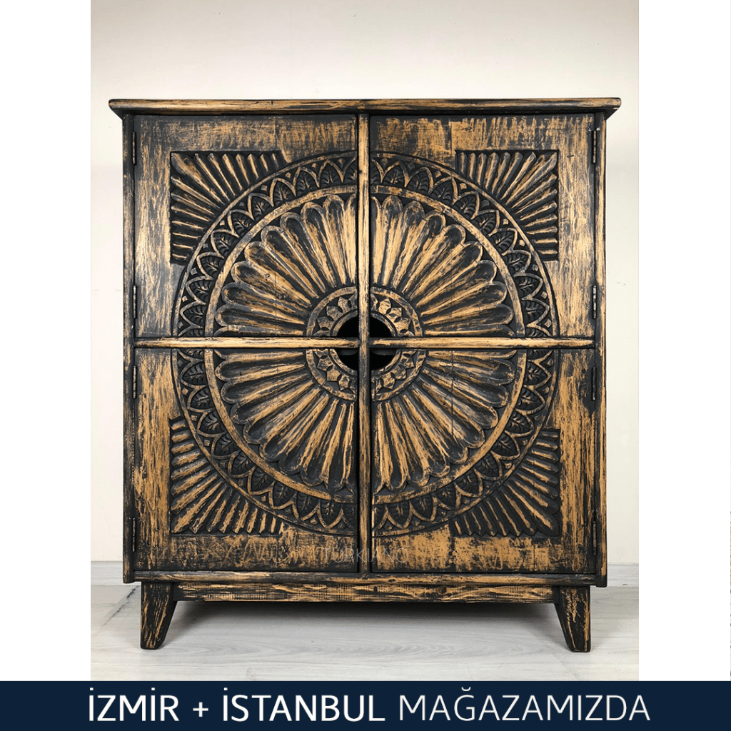 ANTİK TARZ DOLAP KOYU CEVİZ RENK M512