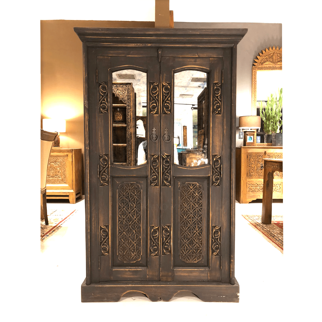 ANTİK TARZ AYNALI DOLAP KİTAPLIK M516