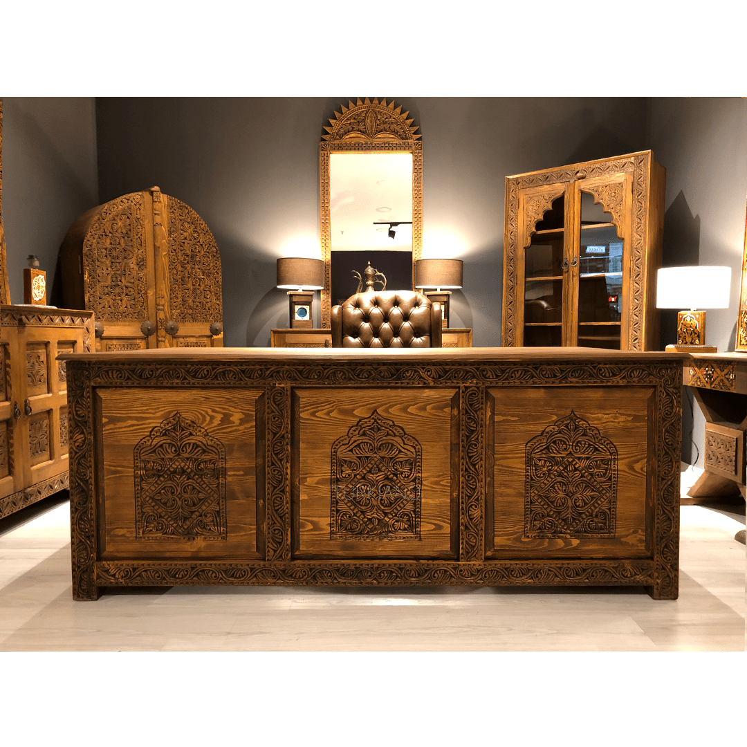 ANTİK TARZ ÇALIŞMA MASASI 200X110 KESTANE RENK M522