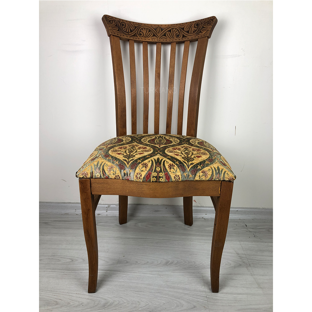 PAYİTAHT OYMALI SANDALYE LALE MOTİFLİ KESTANE RENK M214_2