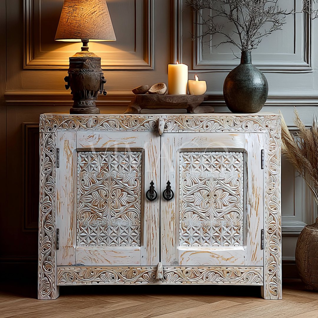 ANTİK TARZ DOLAP AYAKKABILIK BEYAZ ESKİTME M540