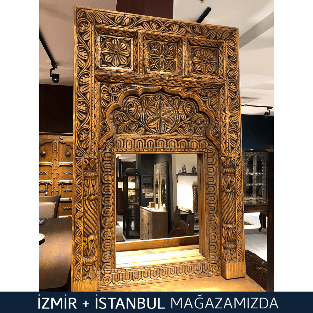 KÜÇÜK BOY EL OYMA AYNA KESTANE RENK M528