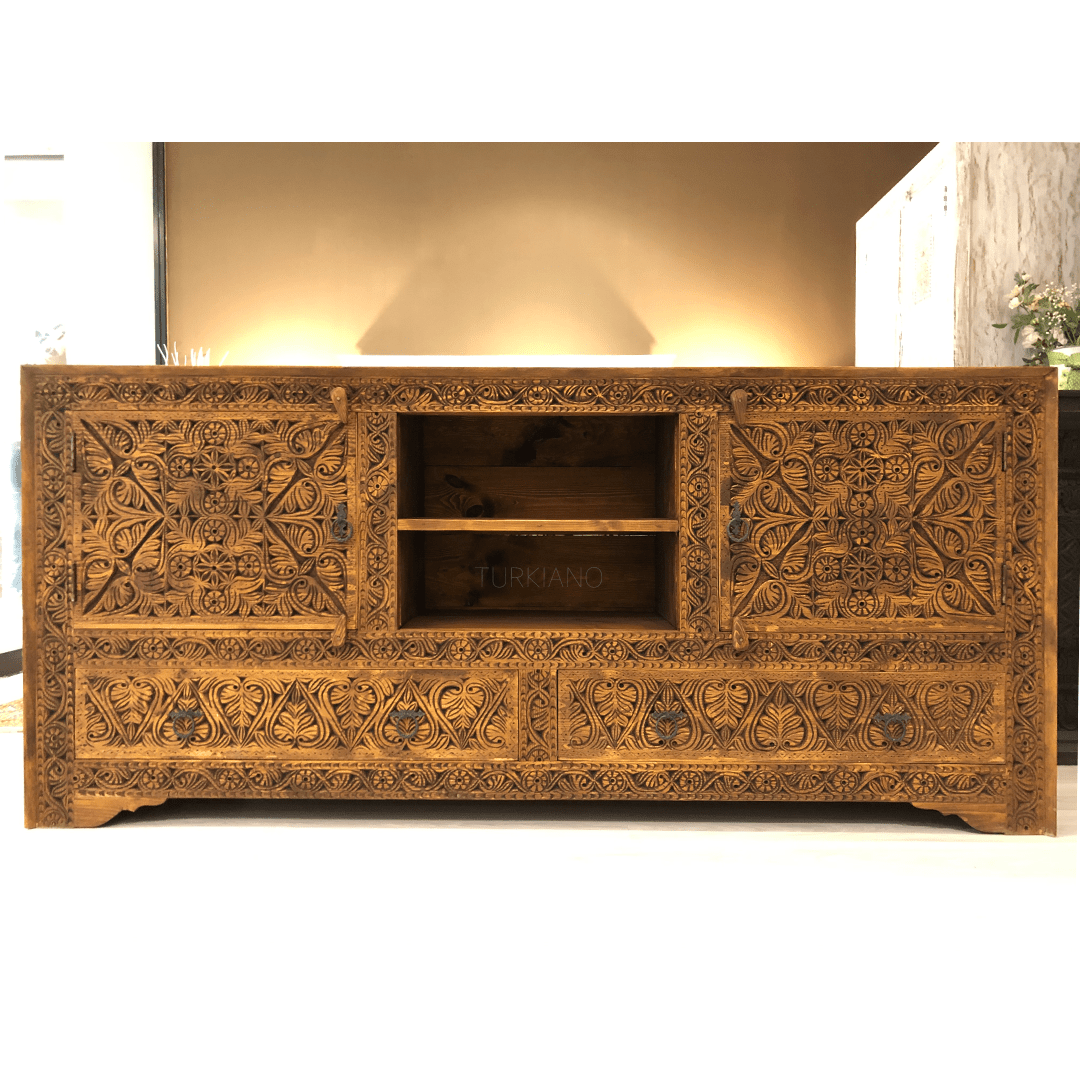 ANTİK TARZ EL OYMA KONSOL KESTANE RENK M535