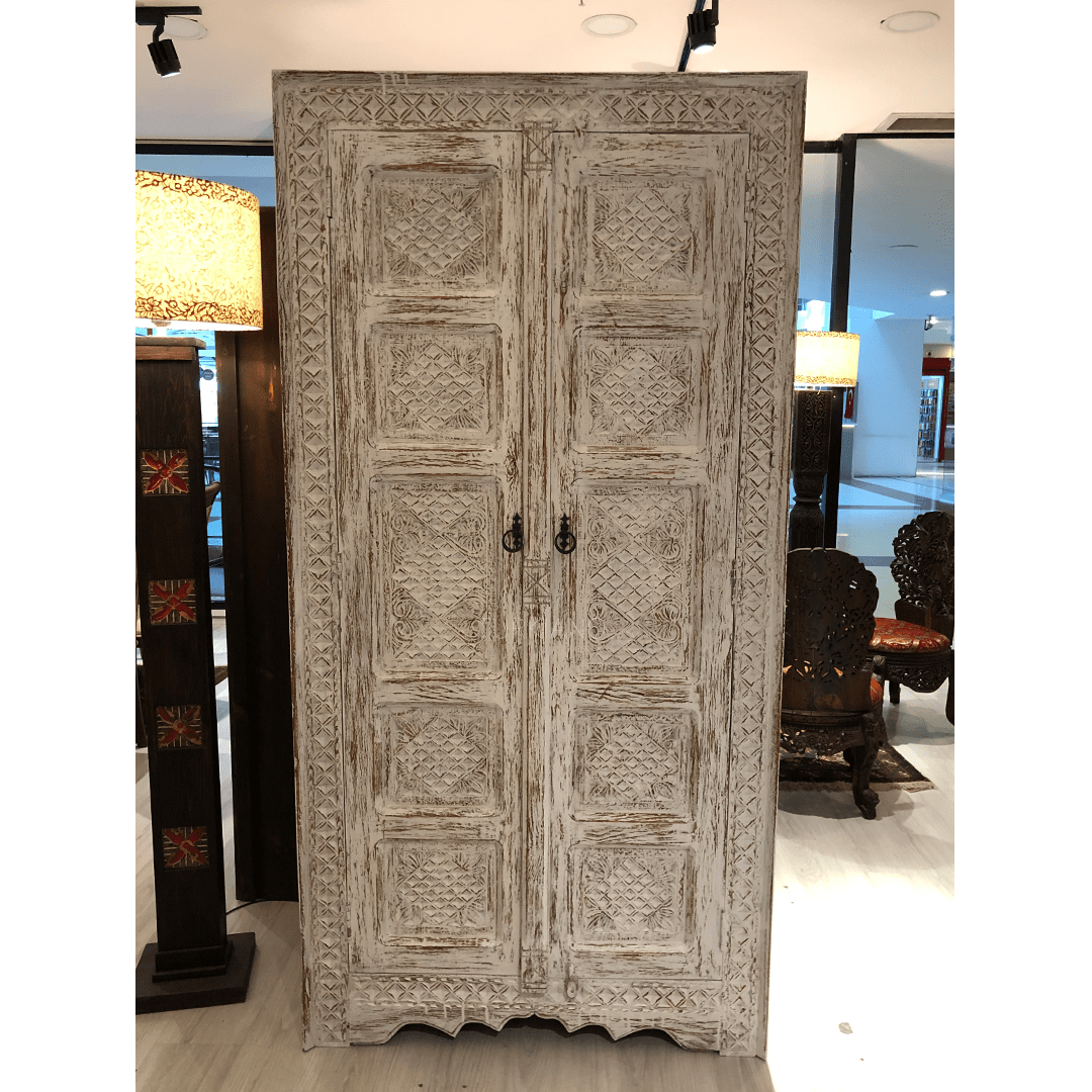 ANTİK TARZ DOLAP KİTAPLIK BEYAZ ESKİTME M552