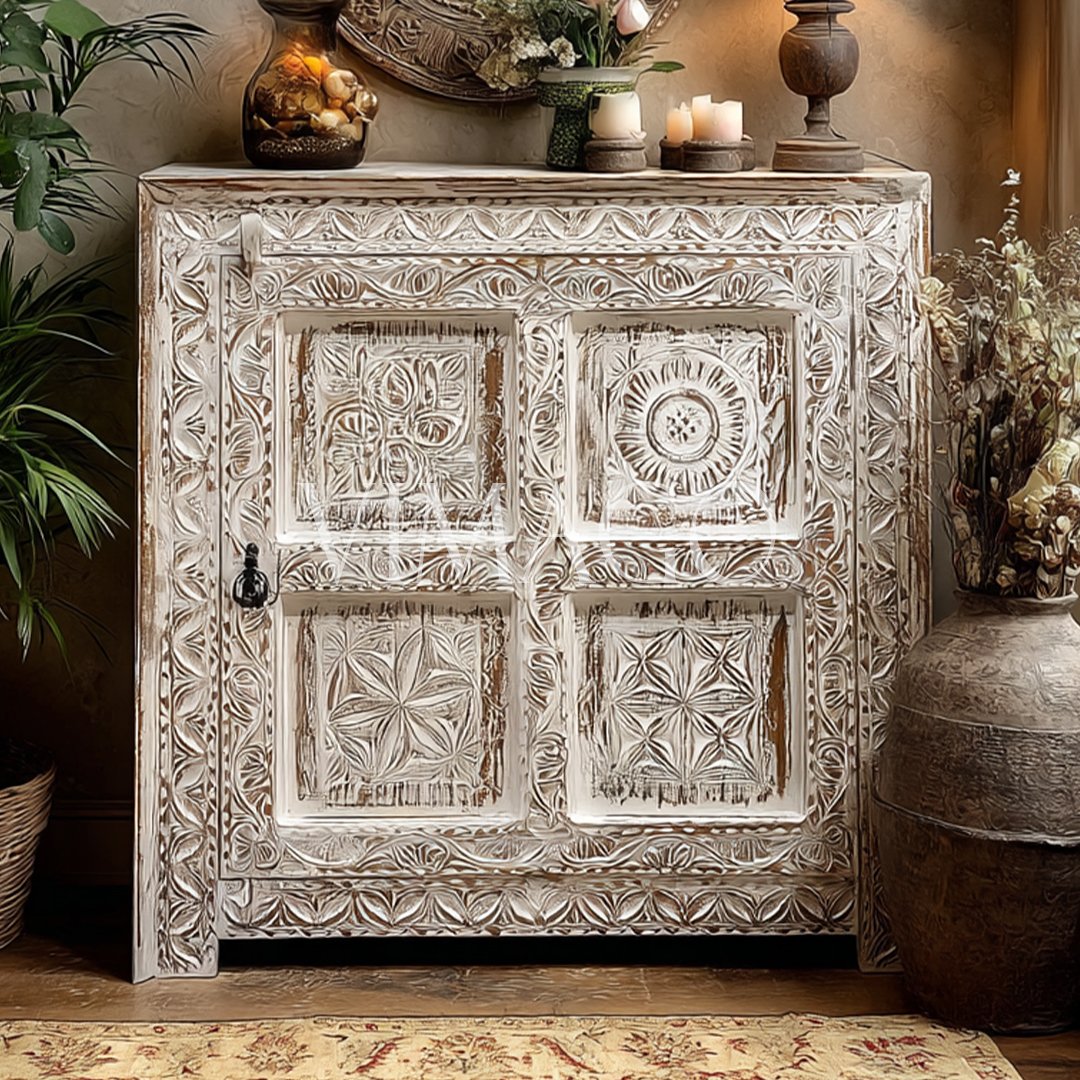 ANTİK TARZ DOLAP AYAKKABILIK BEYAZ ESKİTME M538