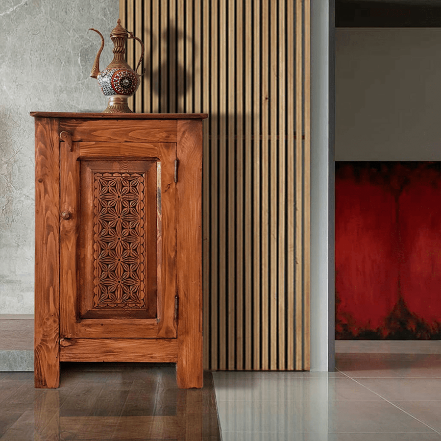 YÜKSEK BOY KOMODİN DOLAP KESTANE RENK M614