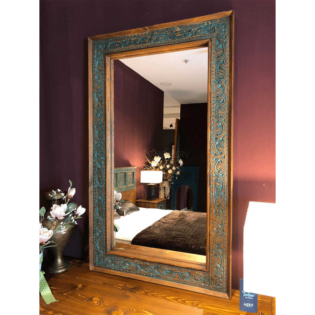 ŞAH SULTAN EL OYMA AYNA ESKİTME YEŞİL M604