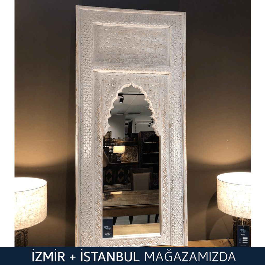 MİHRABİ BÜYÜK BOY BEYAZ ESKİTME AYNA M619