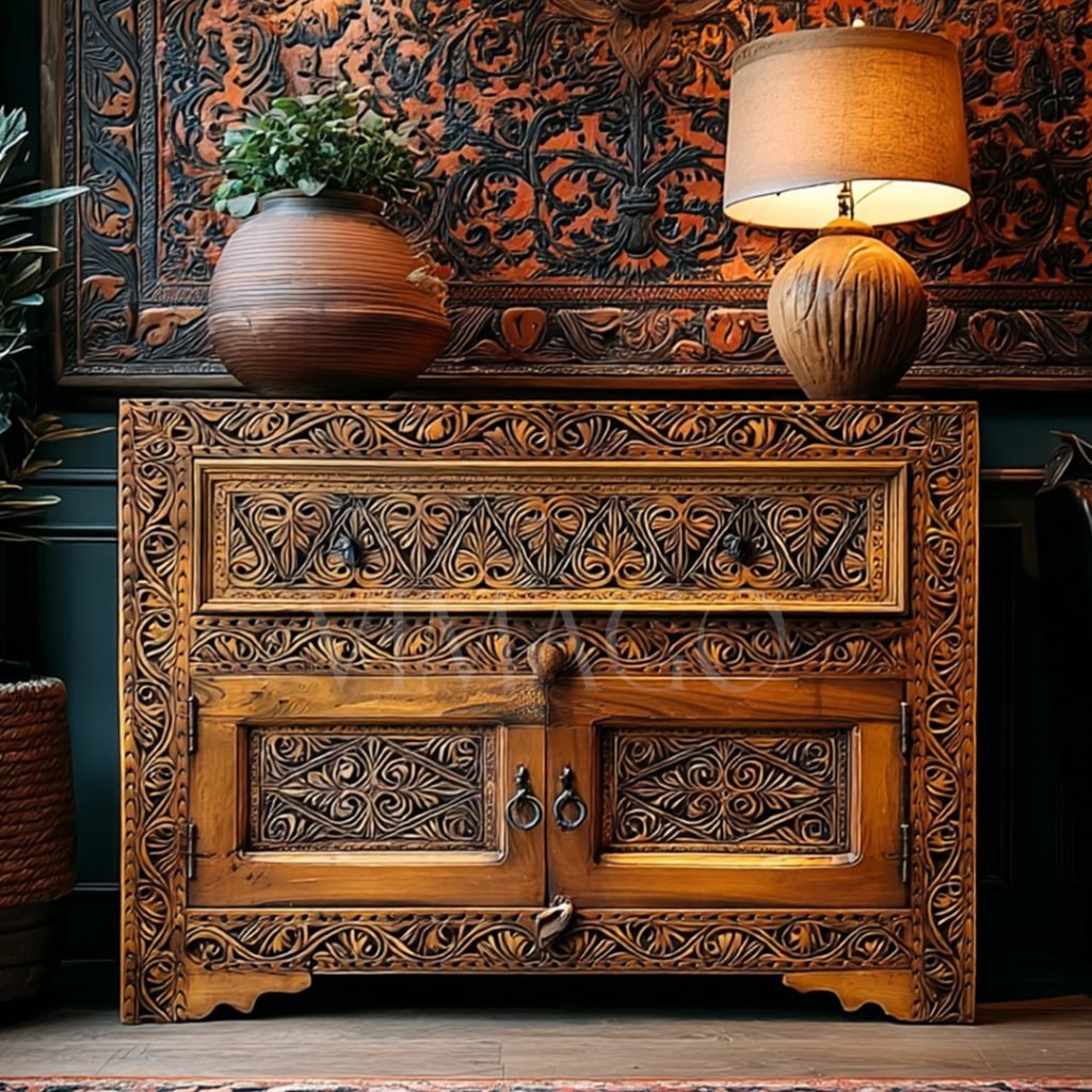 ANTİK TARZ DOLAP AYAKKABILIK KESTANE RENK M656