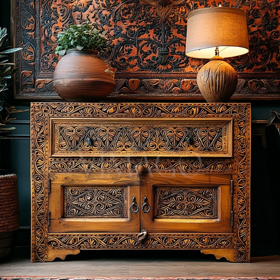 ANTİK TARZ DOLAP AYAKKABILIK KESTANE RENK M656