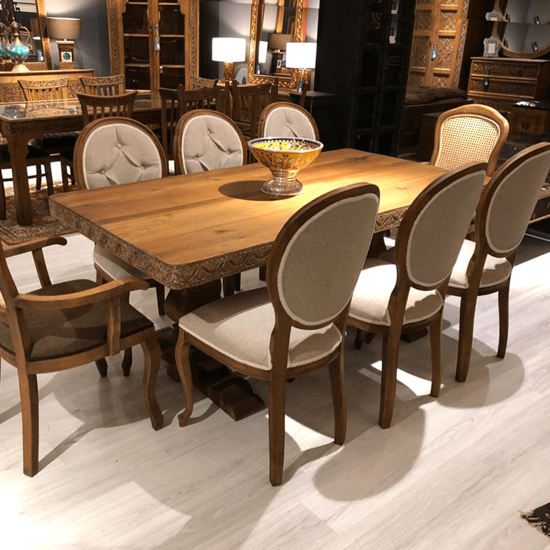 MERV YEMEK MASASI KREM ESKİTME 200X100 CM M556