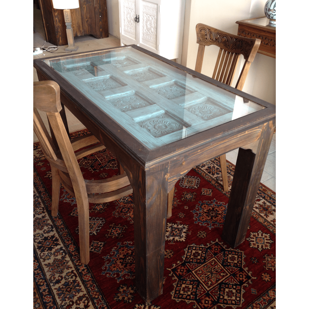 ANTİK TARZ MASA TURKUAZ ESKİTME M244