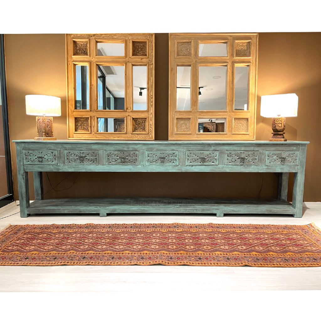 ANTİK TARZ DRESUAR ESKİTME TURKUAZ RENK M814