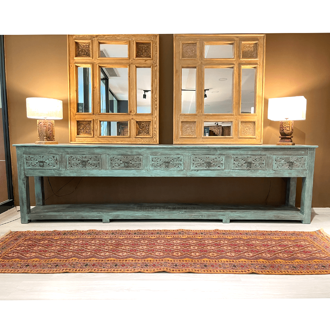 ANTİK TARZ DRESUAR ESKİTME TURKUAZ RENK M814