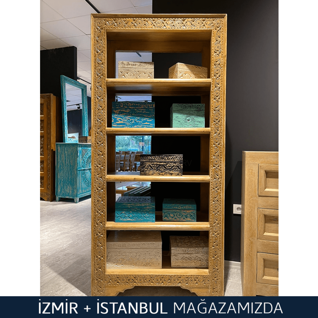 ANTİK TARZ KİTAPLIK KREM ESKİTME M1042