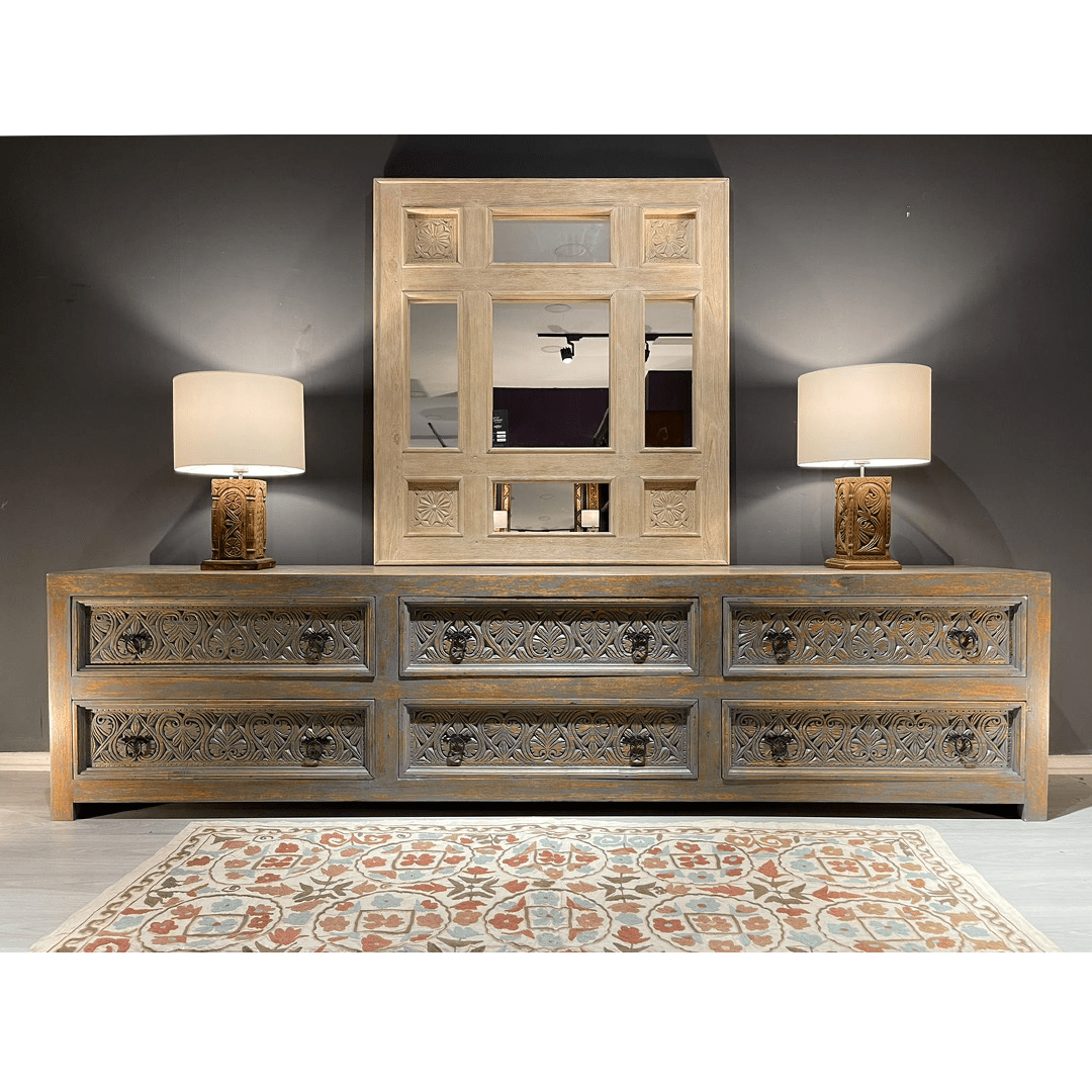 ANTİK TARZ TV KONSOL MEŞE GRİ ESKİTME M1256_2