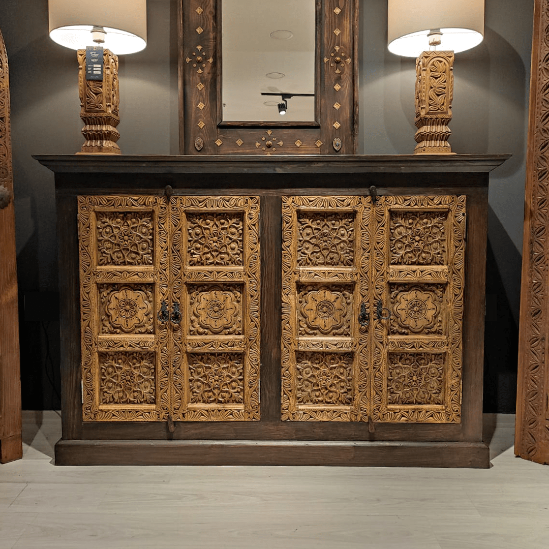 ŞAHMERAN KONSOL KOYU CEVİZ KREM ESKİTME M1283