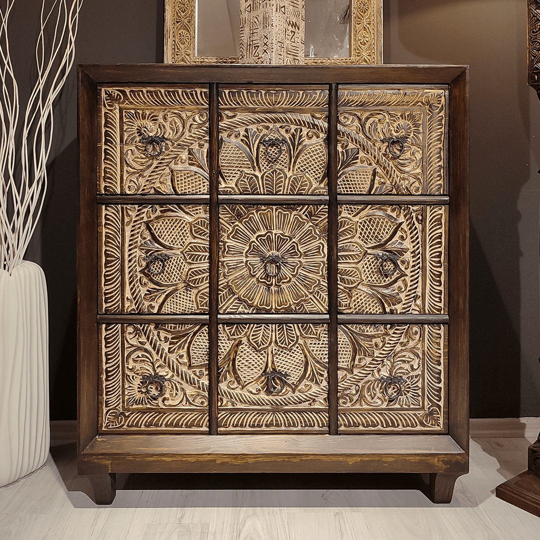 ANTİK TARZ 9 ÇEKMECELİ MASİF ŞİFONYER M1328_3