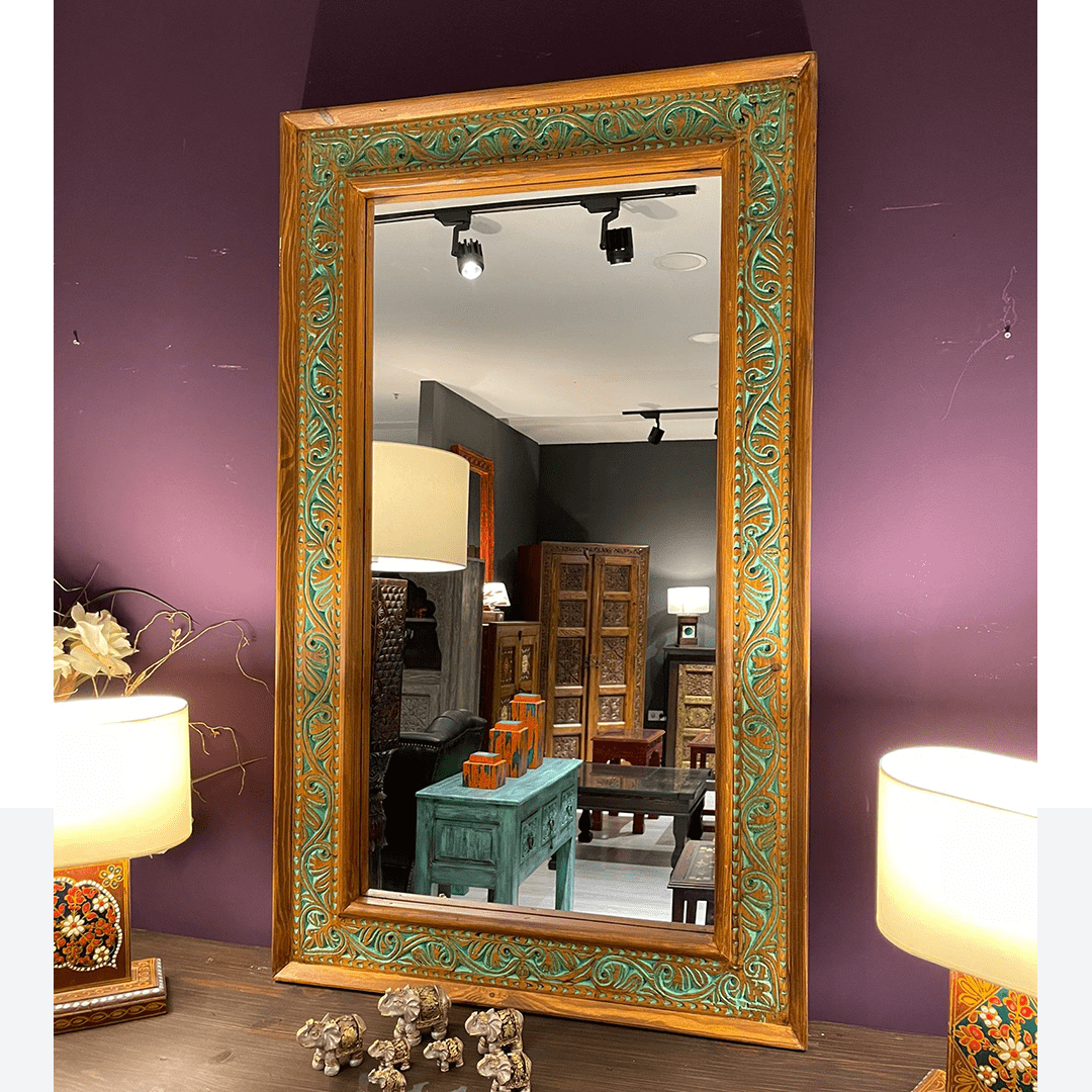 ESKİTME ANTİK TARZ EL OYMA AYNA M604_4