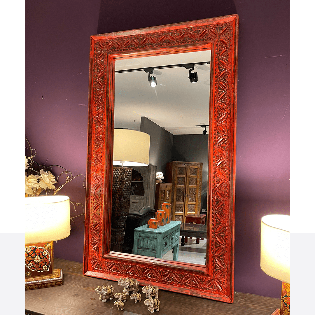 KIRMIZI ESKİTME EL OYMA AYNA M604_12