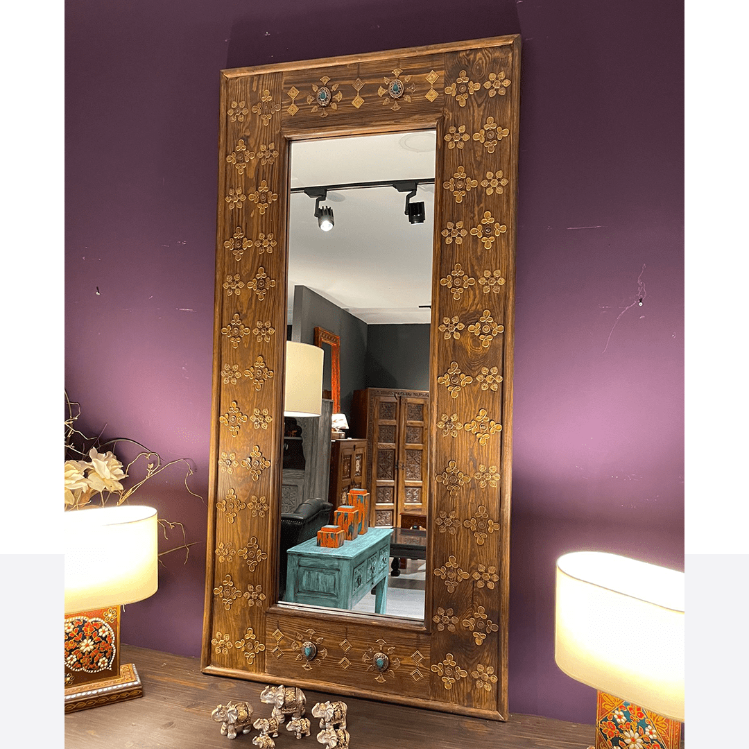 BÜYÜK BOY PİRİNÇ SÜSLEMELİ AYNA M485_5