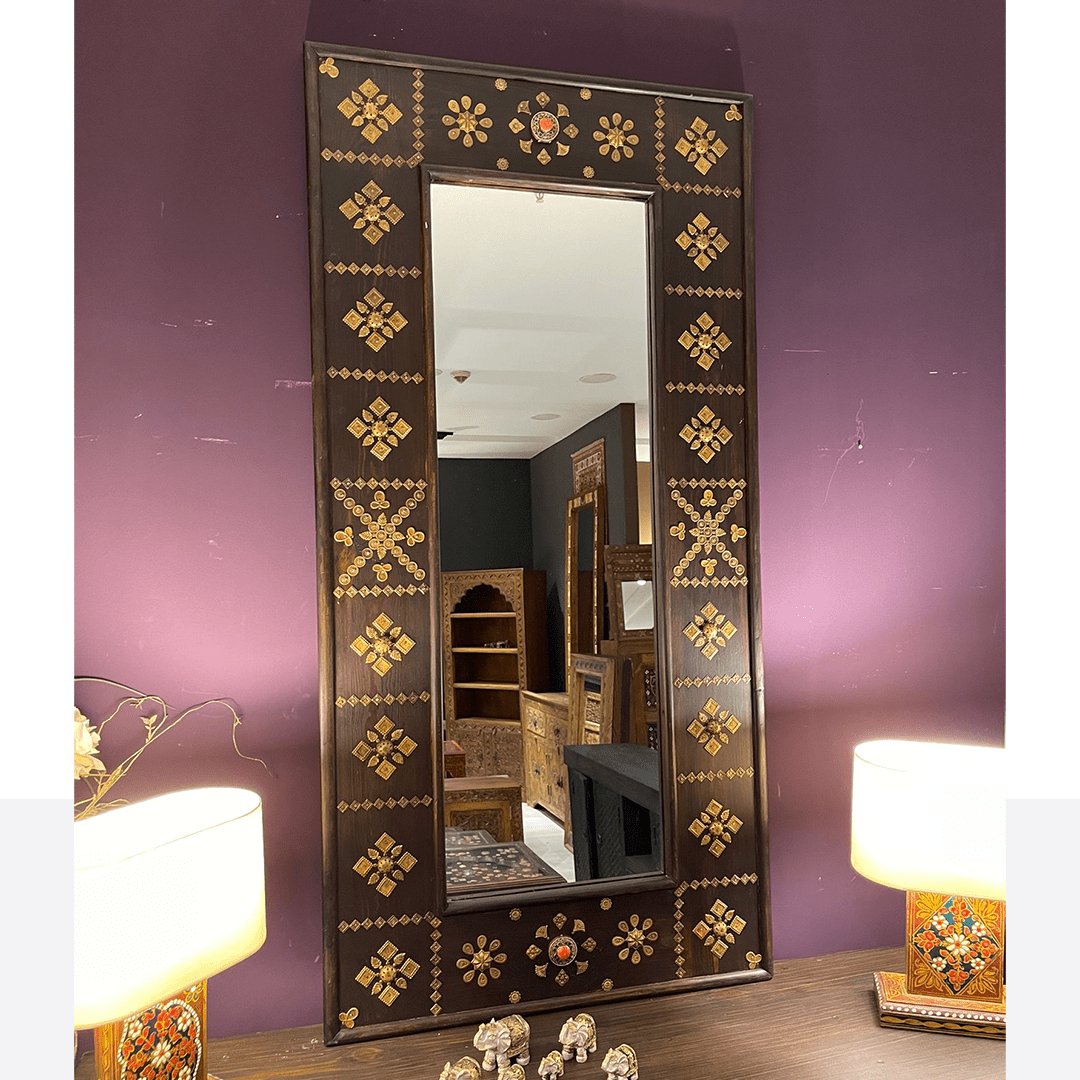 ANTİK TARZ BÜYÜK BOY PİRİNÇ SÜSLEMELİ AYNA M485_6