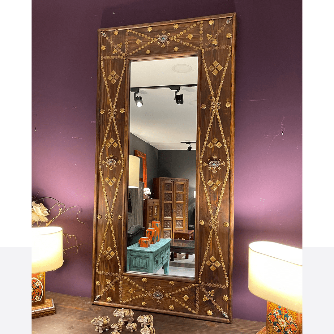 BÜYÜK BOY PİRİNÇ SÜSLEMELİ AYNA M485_7