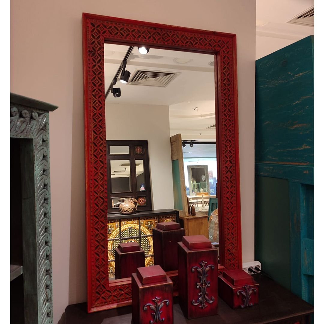 KIRMIZI ESKİTME EL OYMA AYNA M604_20